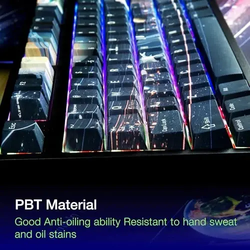 GUNMJO PBT Dye-Sublimation Astronaut Keycaps for Gaming Keyboard with Cherry Gateron MX Switches Mechanical Keyboard, OEM Profile 61/87 /Full 104 Keys US Layout Compatible Keys with 6.25U Space Bar - 6