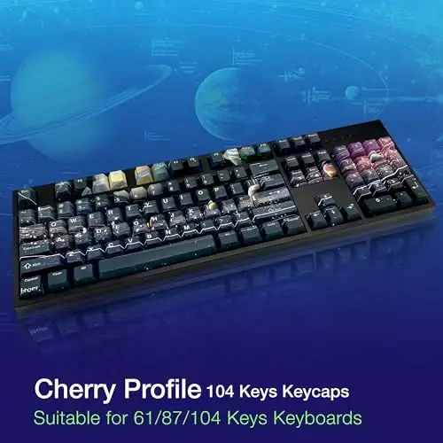 GUNMJO PBT Dye-Sublimation Astronaut Keycaps for Gaming Keyboard with Cherry Gateron MX Switches Mechanical Keyboard, OEM Profile 61/87 /Full 104 Keys US Layout Compatible Keys with 6.25U Space Bar - 4