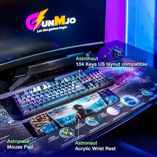 GUNMJO PBT Dye-Sublimation Astronaut Keycaps for Gaming Keyboard with Cherry Gateron MX Switches Mechanical Keyboard, OEM Profile 61/87 /Full 104 Keys US Layout Compatible Keys with 6.25U Space Bar - 2