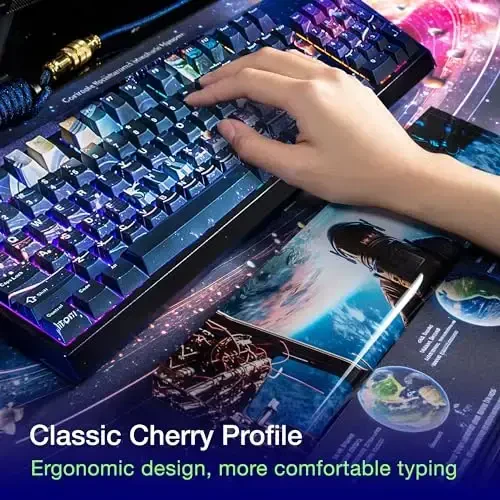 GUNMJO PBT Dye-Sublimation Astronaut klaviatura uchun kalit qopqoqlari Cherry Gateron MX Switches mexanik klaviaturasi, OEM profili 61/87 /To'liq 104 tugmali US Layout 6.25U probel bilan mos kalitlar - 7