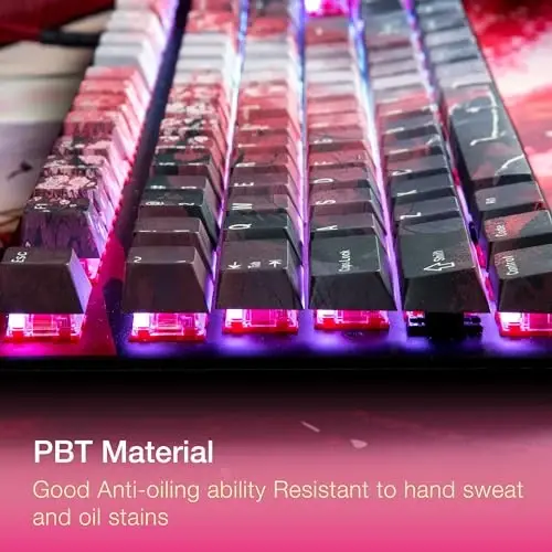 GUNMJO PBT Dye-Sublimation Cherry Blossom Keycaps for Gaming Keyboard with Cherry MX Switches Mechanical Keyboard, OEM Profile 61/87/Full 104 Keys US Layout - 6