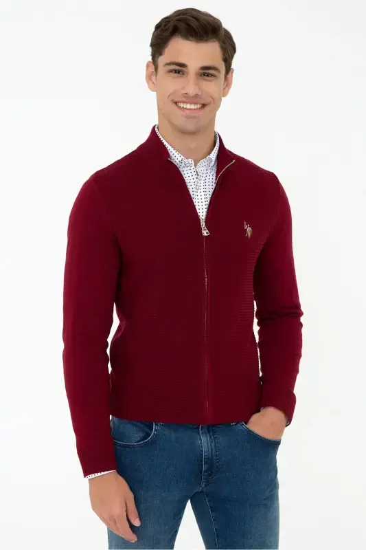 Gunner-bsk21 Balıkçı Yaka Slim Fit Kırmızı Erkek Hırka-VR014 - U.S. POLO ASSN.