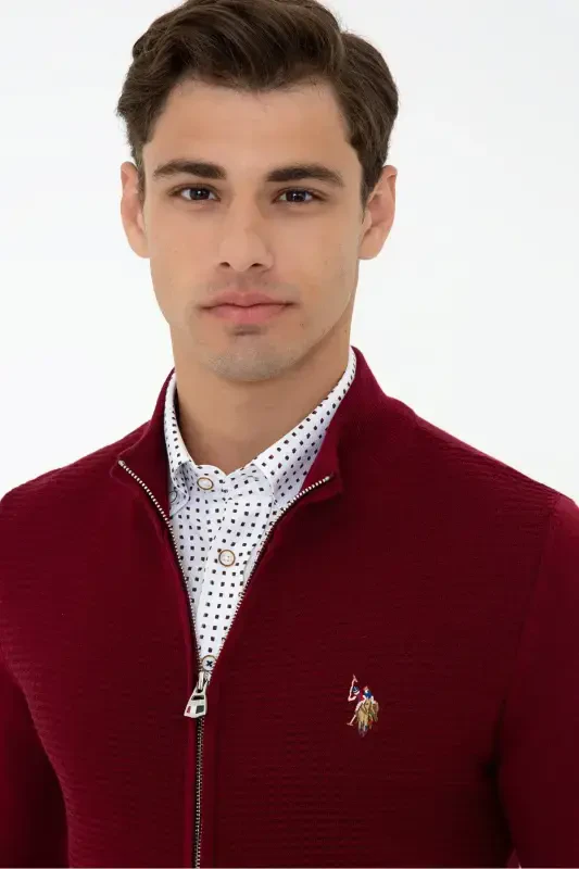 Gunner-bsk21 Baliqchi Yaka Slim Fit Qizil Erkak Hirka-VR014 - 2