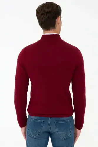 Gunner-bsk21 Baliqchi Yaka Slim Fit Qizil Erkak Hirka-VR014 - 3