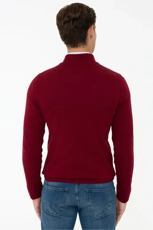 Gunner-bsk21 Baliqchi Yaka Slim Fit Qizil Erkak Hirka-VR014 - 3