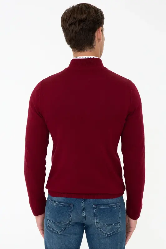 Gunner-bsk21 Baliqchi Yaka Slim Fit Qizil Erkak Hirka-VR014 - 3
