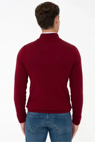 Gunner-bsk21 Fisherman's Collar Slim Fit Red Men's Cardigan-VR014 - 3