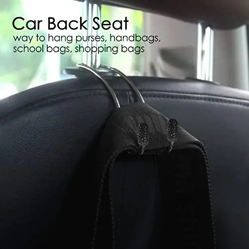 Guoord 【2024 Upgraded】 Car Headrest Hooks Decorations, 2 Pcs Bling Purse Hook Hangers, Auto Hooks Car Hangers and Durable Backseat Holder, Storage Universal for SUV Truck Vehicle (Black) - 2