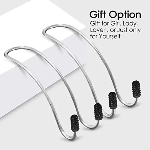 Guoord 【2024 Upgraded】 Car Headrest Hooks Decorations, 2 Pcs Bling Purse Hook Hangers, Auto Hooks Car Hangers and Durable Backseat Holder, Storage Universal for SUV Truck Vehicle (Black) - 5