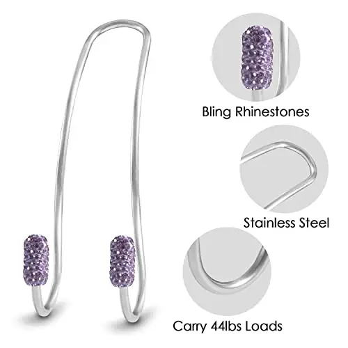 Guoord 【2026 Upgraded】 Car Headrest Hooks Decorations, 2 Pcs Bling Purse Hook Hangers, Auto Hooks Car Hangers and Durable Backseat Holder, Storage Universal for SUV Truck Vehicle(Violet) - 4