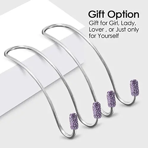 Guoord 【2026 Upgraded】 Car Headrest Hooks Decorations, 2 Pcs Bling Purse Hook Hangers, Auto Hooks Car Hangers and Durable Backseat Holder, Storage Universal for SUV Truck Vehicle(Violet) - 5
