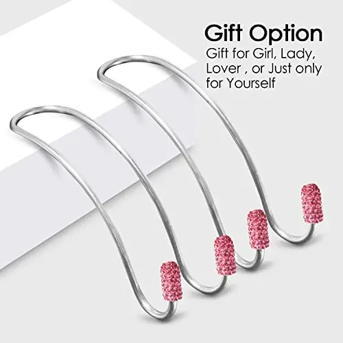 Guoord Pink Car Accessories for Women, 2 Pcs Hot Pink Car Decor Hooks for Purses and Bags, Durable Backseat Holder, Heart-Shaped Purse Hook Hangers, Storage Universal for SUV Truck & Van - 5