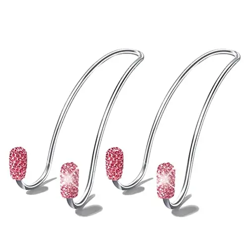 Guoord Pink Car Accessories for Women, 2 Pcs Hot Pink Car Decor Hooks for Purses and Bags, Durable Backseat Holder, Heart-Shaped Purse Hook Hangers, Storage Universal for SUV Truck & Van - 1