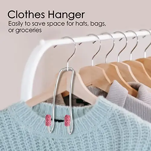 Guoord Pink Car Accessories for Women, 2 Pcs Hot Pink Car Decor Hooks for Purses and Bags, Durable Backseat Holder, Heart-Shaped Purse Hook Hangers, Storage Universal for SUV Truck & Van - 3