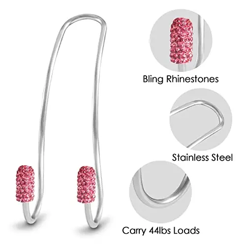 Guoord Pink Car Accessories for Women, 2 Pcs Hot Pink Car Decor Hooks for Purses and Bags, Durable Backseat Holder, Heart-Shaped Purse Hook Hangers, Storage Universal for SUV Truck & Van - 4