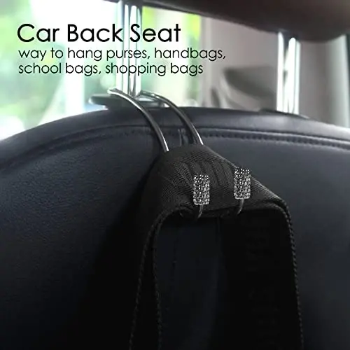 Guoord Stainless Steel Glam Car Organizer, 2 Pack Heavy-Duty Headrest Hooks, 40 lbs Capacity, Universal for SUV Truck Vehicle - 2