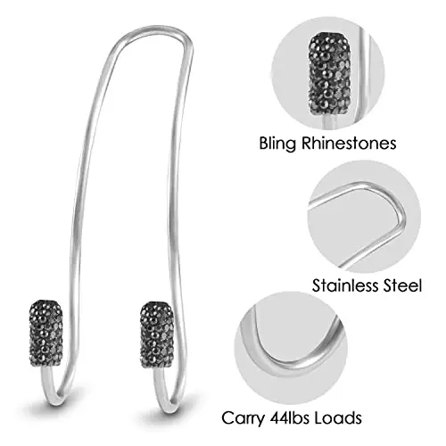Guoord Stainless Steel Glam Car Organizer, 2 Pack Heavy-Duty Headrest Hooks, 40 lbs Capacity, Universal for SUV Truck Vehicle - 4
