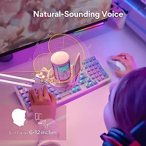 MAONO Gaming USB Microphone with Noise Cancellation, Streaming mic for PC Computer MAC PS4 PS5, All-in-One Kit with Mute, Monitor for Recording, Podcast, Twitch, YouTube, Discord, DGM20S Pink - 3