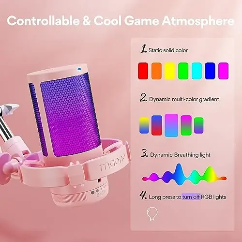 MAONO Gaming USB Microphone with Noise Cancellation, Streaming mic for PC Computer MAC PS4 PS5, All-in-One Kit with Mute, Monitor for Recording, Podcast, Twitch, YouTube, Discord, DGM20S Pink - 4