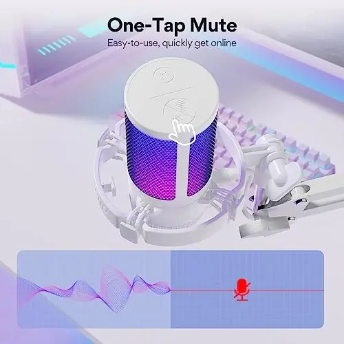 MAONO USB Gaming Microphone with Noise Cancellation, Computer PC Mic with Boom Arm, RGB Light, Mute, Gain, Monitoring Streaming Mic for Podcast, YouTube, Twitch, Discord, PS5/4, GamerWave DGM20S - 5