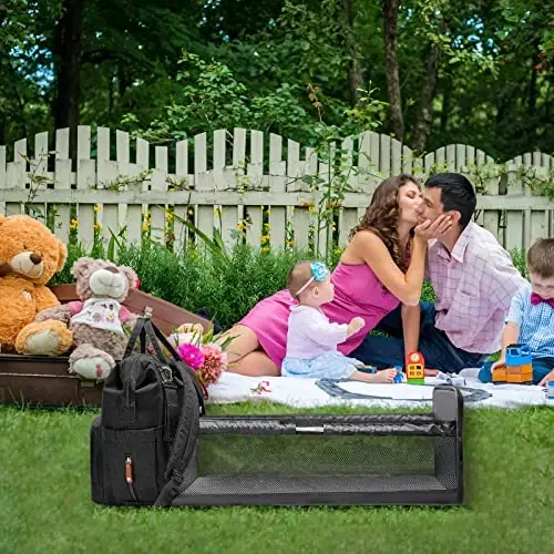 GurZinn Diaper Bag Backpack with Changing Station Portable 3 in 1 Multifunction Backpack Travel mommy bag Stroller Black - 6