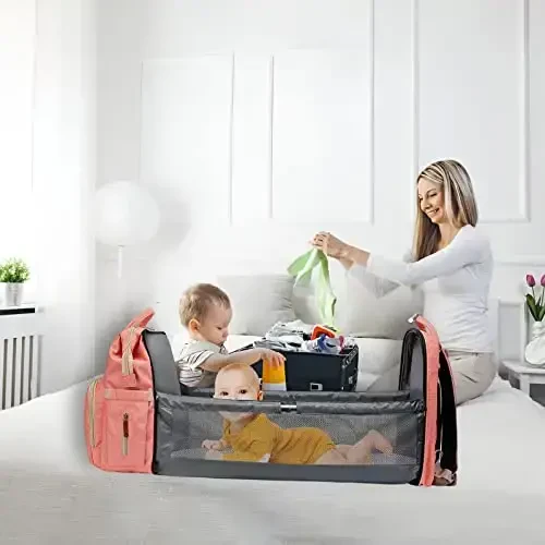 GurZinn Diaper Bag Backpack o'zgartirish stantsiyasi bilan Portativ 3 in 1 Multifunction Backpack Travel onalik sumkasi Aravacha Pushti - 5