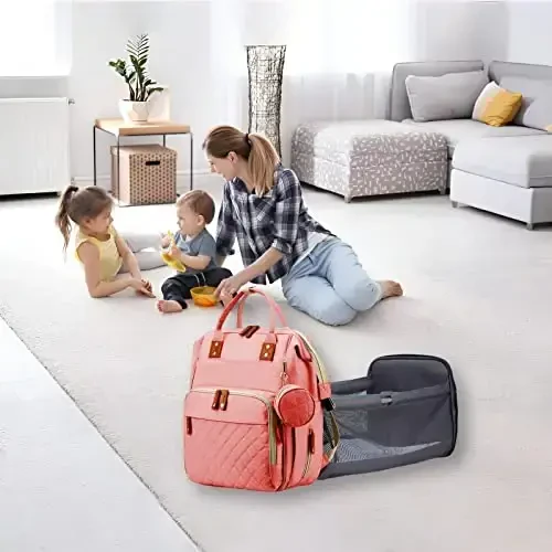GurZinn Diaper Bag Backpack o'zgartirish stantsiyasi bilan Portativ 3 in 1 Multifunction Backpack Travel onalik sumkasi Aravacha Pushti - 6