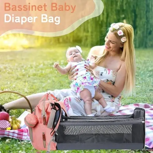 GurZinn Diaper Bag Backpack o'zgartirish stantsiyasi bilan Portativ 3 in 1 Multifunction Backpack Travel onalik sumkasi Aravacha Pushti - 2