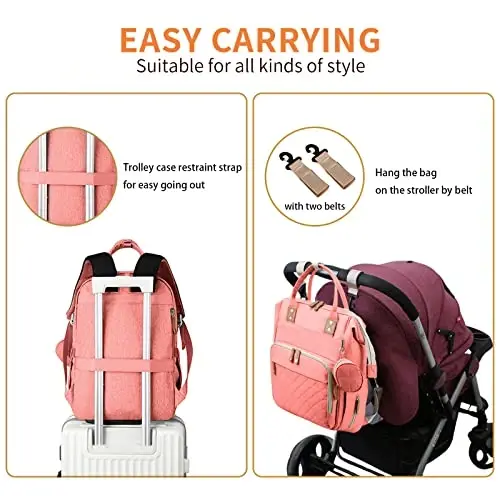 GurZinn Diaper Bag Backpack o'zgartirish stantsiyasi bilan Portativ 3 in 1 Multifunction Backpack Travel onalik sumkasi Aravacha Pushti - 5