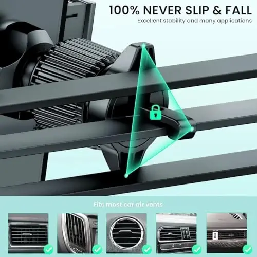 GUWEZ 360° Adjustable Car Phone Holder Universal Hands-Free Mount for iPhone & Android, 3 in 1 Windshield Air Vent Dashboard Hands-Free Mounting Kits for iPhone Android - 4