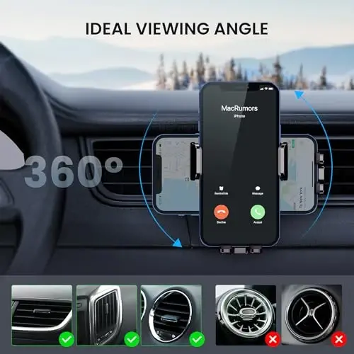 GUWEZ Car Phone Holder - Upgrade Clip iPhone Android Smartphone uchun hech qachon tushmaydigan havo chiqarish teshigi - 4