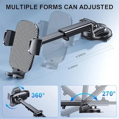 GUWEZ Phone Holder Car Mount for iPhone [Powerful Suction] Phone Mount for Car Dashboard Windshield Air Vent Universal Accessories [Thick Cases Friendly] Automobile Phone Holder Fit iPhone Smartphone - 3