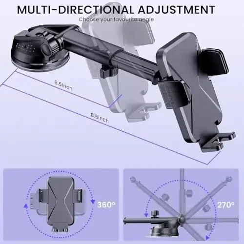 GUWEZ Universal Car Vent Phone Mount: 360° Swivel Holder for Smartphones, Secure Hands-Free Cradle for Easy Navigation & Calls - 3