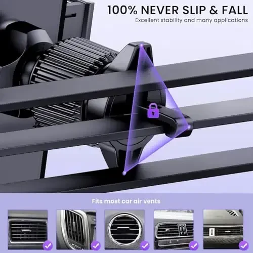 GUWEZ Universal Car Vent Phone Mount: 360° Swivel Holder for Smartphones, Secure Hands-Free Cradle for Easy Navigation & Calls - 4