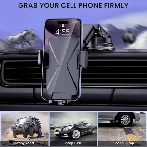 GUWEZ Universal Car Vent Phone Mount: 360° Swivel Holder for Smartphones, Secure Hands-Free Cradle for Easy Navigation & Calls - 6