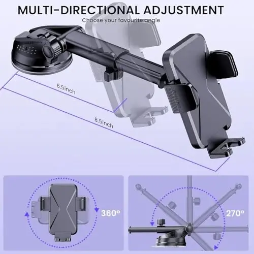 GUWEZ Universal Car Vent Phone Mount: 360° Swivel Holder for Smartphones, Secure Hands-Free Cradle for Easy Navigation & Calls - 3