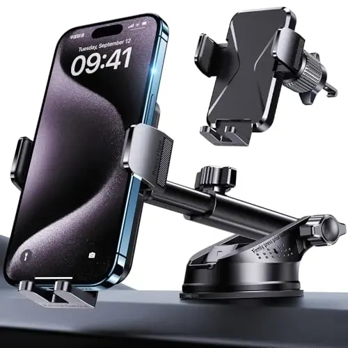 GUWEZ Universal Car Vent Phone Mount: 360° Swivel Holder for Smartphones, Secure Hands-Free Cradle for Easy Navigation & Calls - 1