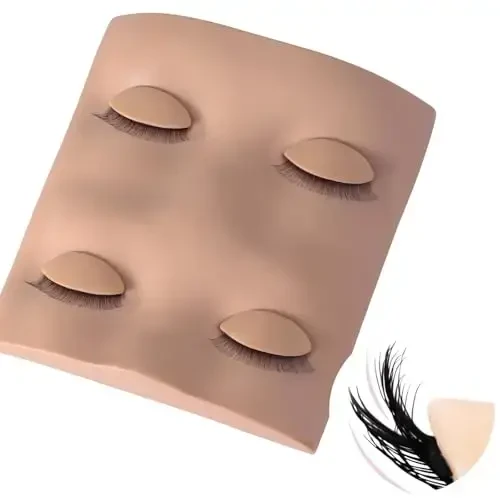 Pretty memory 2 Layer Lash Mannequin Head, with 2 Pairs Removable Lash Practice Eyelids, Realistic Eyelash Mannequin Head, Makeup Soft-Touch Rubber Lash Tech Supplies for Practice Training - PRETTY MEMORY