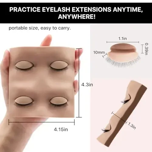 Pretty memory 2 Layer Lash Mannequin Head, with 2 Pairs Removable Lash Practice Eyelids, Realistic Eyelash Mannequin Head, Makeup Soft-Touch Rubber Lash Tech Supplies for Practice Training - 6