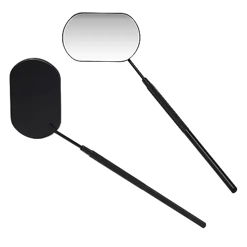 Pretty memory Lash Mirror, 2.2 Inches Large Eyelash Mirror for Lash Extensions, Eyelash Extension Supplies for Techs, Portable Stainless Steel Detachable Makeup Mirror (Black) - 1