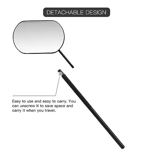 Pretty memory Lash Mirror, 2.2 Inches Large Eyelash Mirror for Lash Extensions, Eyelash Extension Supplies for Techs, Portable Stainless Steel Detachable Makeup Mirror (Black) - 3