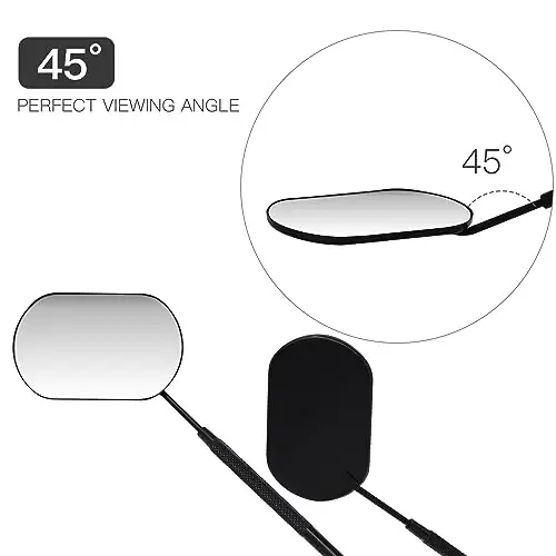 Pretty memory Lash Mirror, 2.2 Inches Large Eyelash Mirror for Lash Extensions, Eyelash Extension Supplies for Techs, Portable Stainless Steel Detachable Makeup Mirror (Black) - 4