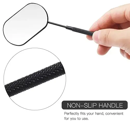 Pretty memory Lash Mirror, 2.2 Inches Large Eyelash Mirror for Lash Extensions, Eyelash Extension Supplies for Techs, Portable Stainless Steel Detachable Makeup Mirror (Black) - 6
