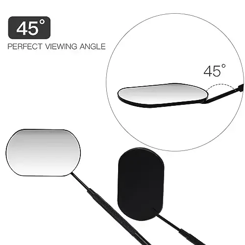 Pretty memory Lash Mirror, 2.2 Inches Large Eyelash Mirror for Lash Extensions, Eyelash Extension Supplies for Techs, Portable Stainless Steel Detachable Makeup Mirror (Black) - 4