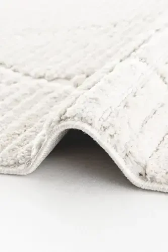 Pretty Antrasit Yıkanabilir Kabartmalı Yumoş Bubble Halı Kaymaz Suni Kürk Tavşan Post Peluş Halı-Krem 7 - 4