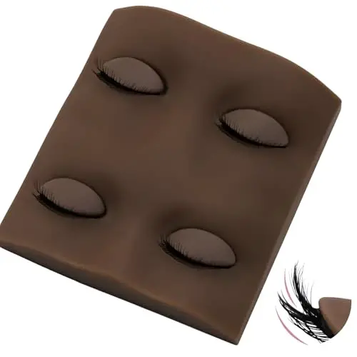 Pretty memory 2 Layer Lash Mannequin Head, with 2 Pairs Removable Lash Practice Eyelids, Realistic Eyelash Mannequin Head, Makeup Soft-Touch Rubber Lash Tech Supplies for Practice Training（Dark) - 1
