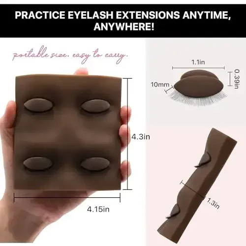 Pretty memory 2 Layer Lash Mannequin Head, with 2 Pairs Removable Lash Practice Eyelids, Realistic Eyelash Mannequin Head, Makeup Soft-Touch Rubber Lash Tech Supplies for Practice Training（Dark) - 6
