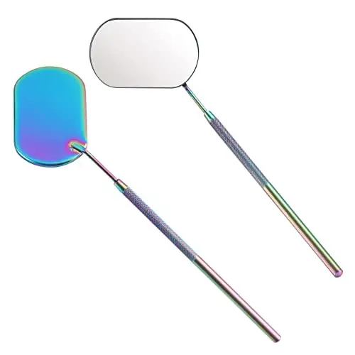 Pretty memory Large Lash Mirror, Stainless Steel Eyelash Makeup Mirror for Lash Extension Supplies (Rainbow Color) - 1