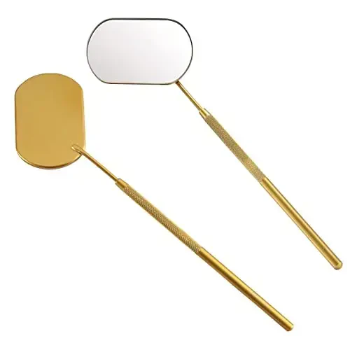 Pretty memory Large Lash Mirror, Stainless Steel Eyelash Mirror, Makeup Mirror for Lash Extension Supplies (Gold) - PRETTY MEMORY