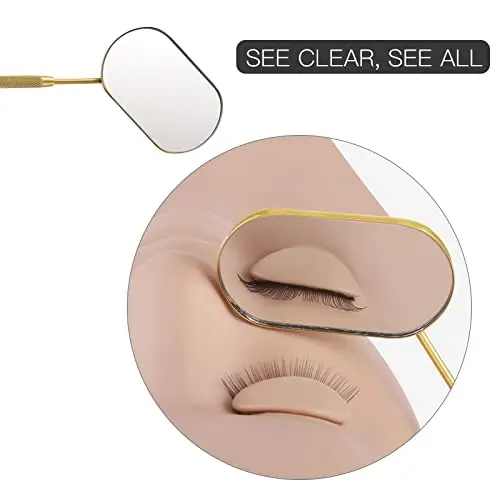 Pretty memory Large Lash Mirror, Stainless Steel Eyelash Mirror, Makeup Mirror for Lash Extension Supplies (Gold) - PRETTY MEMORY (1)